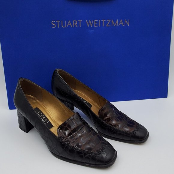 Stuart Weitzman chocolate brown croc pumps - Picture 2 of 8